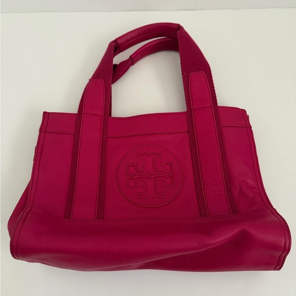 Tory Burch Pebbled Leather Tote Bag in Raspberry / Magenta Pink - Picture 4 of 10